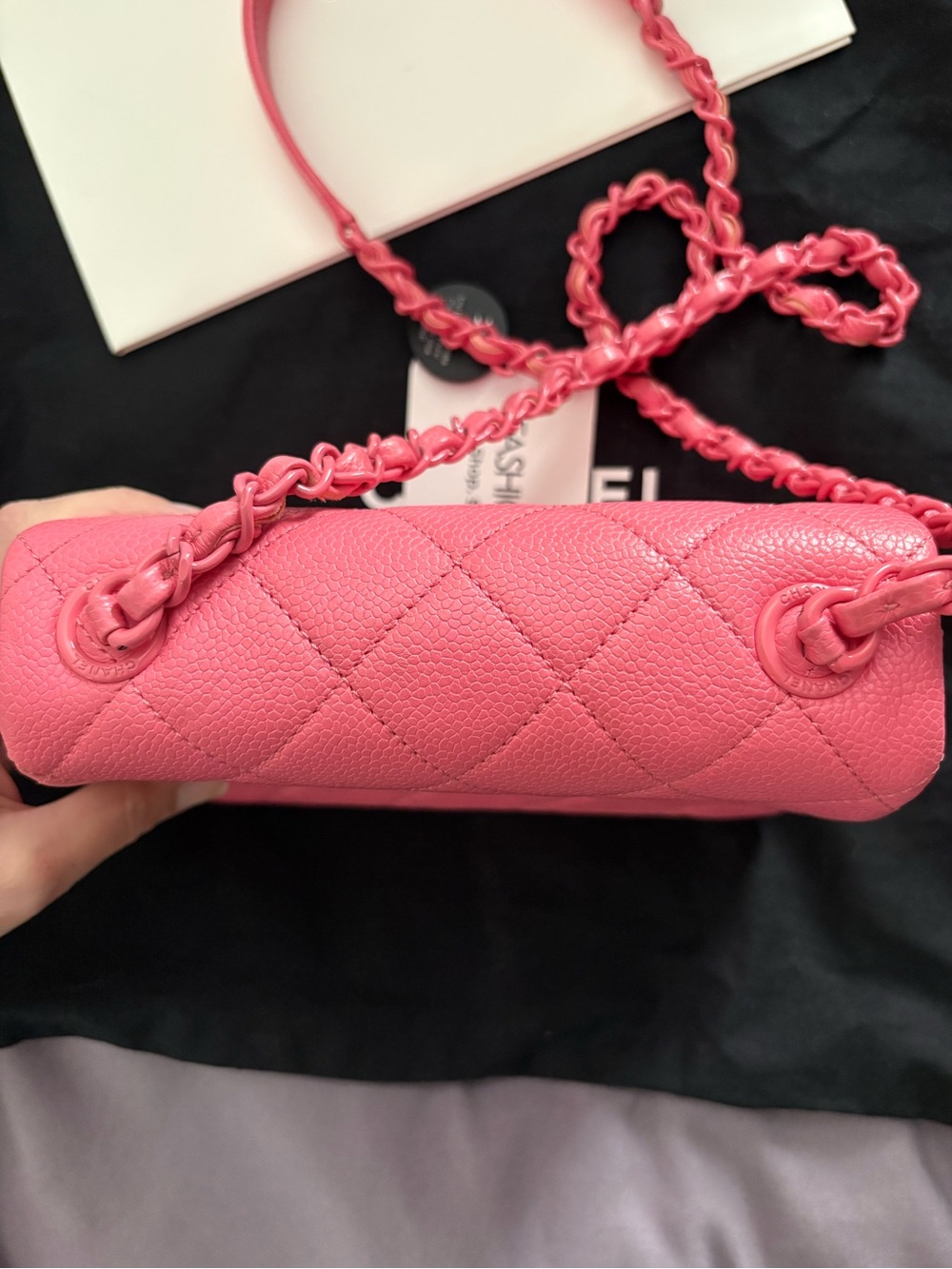CHANEL Caviar Quilted Mini Incognito Square Flap Pink GUC - Picture 8 of 13